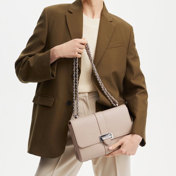 Aspinal of London - Large Lottie Bag - Soft Taupe Pebble - Picture 14 of 15